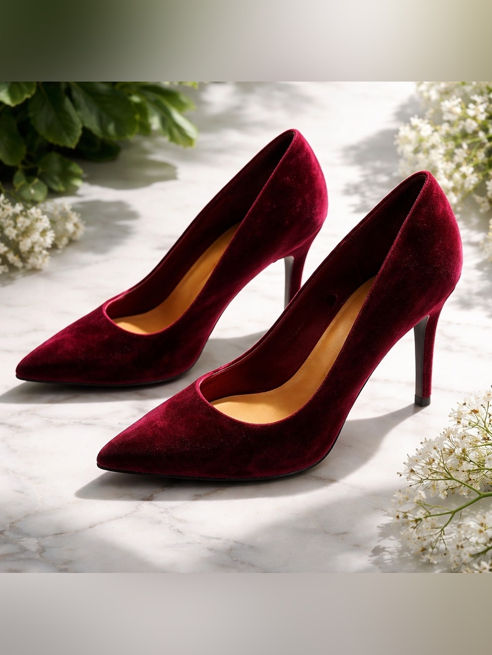 Ardene Velvet Red High Heels - Size 7